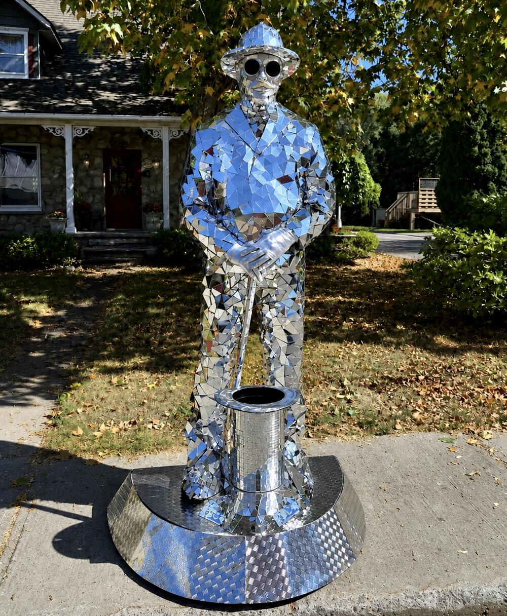 Monsieur Méga-Wow ! homme miroir, fixe ou déambulatoire, crédit photo : Chapo festival